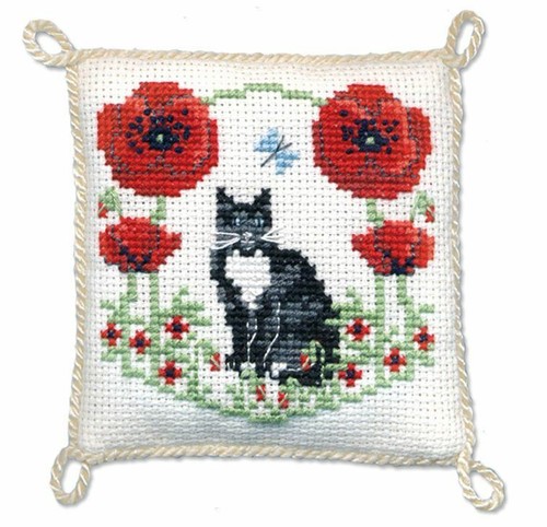 Mohn nadelkissen kreuzstich - mohn,